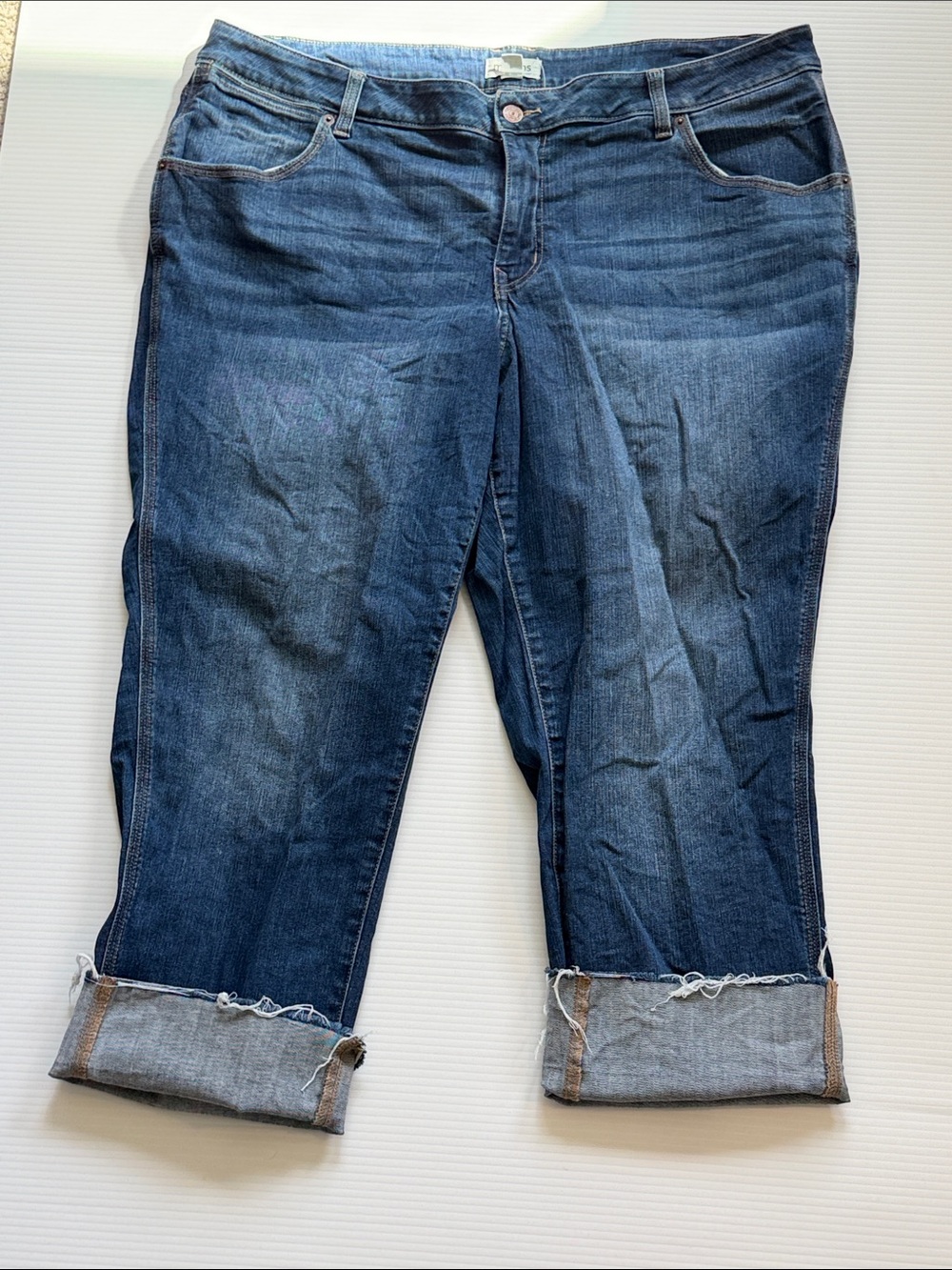 Maurices Dark Blue Cuffed Ankle Jeans